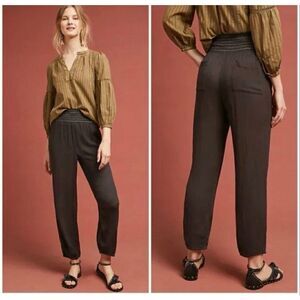 Anthropologie Ett:Twa Sulawesi Smocked Harem Pants charcoal gray Jogger Size M